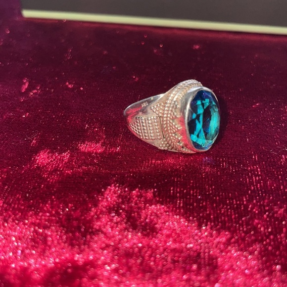 Sterling Silver Heavy Jeweled Bracelet and Ring Set - Picture 6 of 7